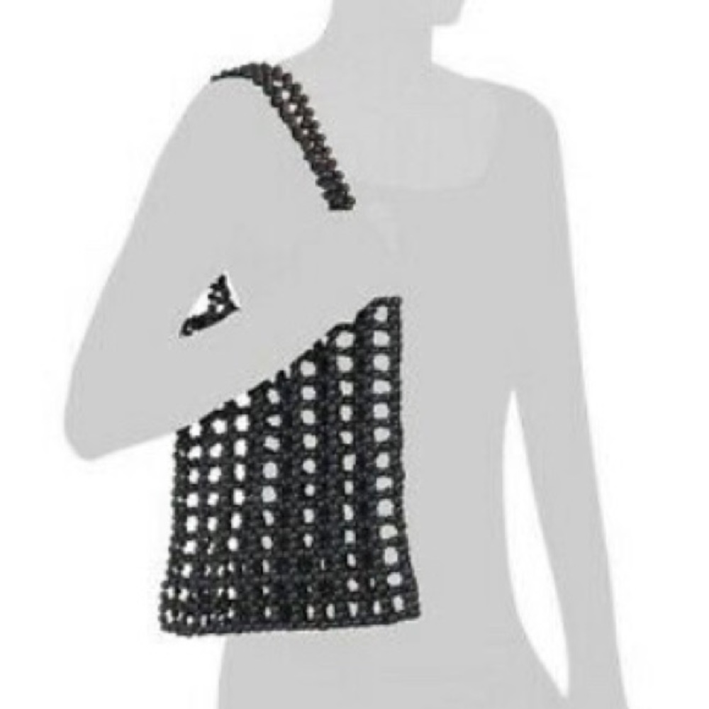 Straw Studios Black Beaded Tote